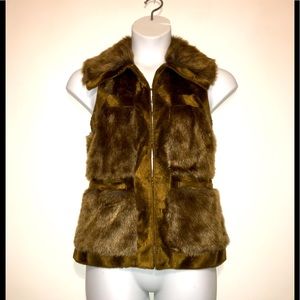 R L Z Brown Faux Fur Vest Size XXS